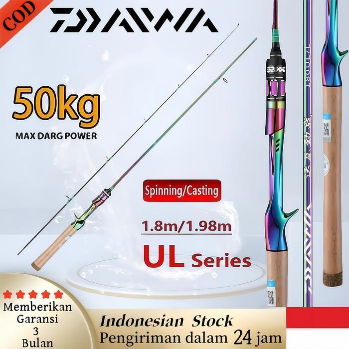 2024 New Daiwa Joran Pancing Ul Carbon Ultralight Karbon Fiber Solid Padat Super Lentur Spinning Dan