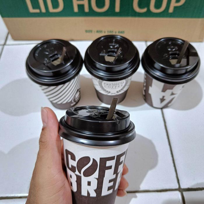 Promo Paper Cup Coffee 1 Set 50 Pcs 9 Oz (Cup+Tutup+Sedotan) Gelas Kopi Kertas Original