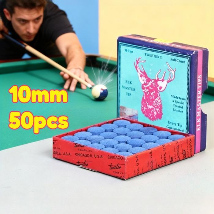 50Pcs ELK Master Tip Billiard Cue Tip Billiard Pool Cue Tip Bilyard / Stick Billiard, Blue Cue Tip
