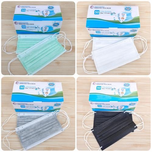 New Masker Medis JSP Mask earloop 3ply JSP isi 50 Hijau Biru Putih