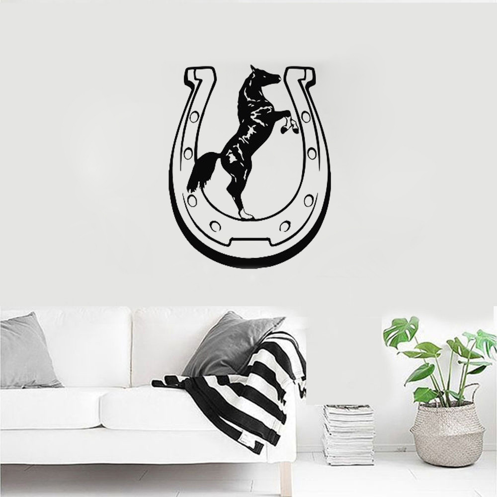 Horseshoe Luck Vinyl Wall Sticker Pattern Animal Decals Mural Home Design Art Decor Horse Cowboy Liv