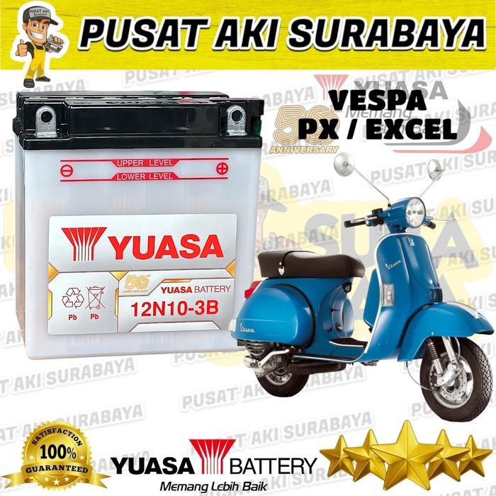 Aki Motor Vespa Excel Yuasa 12N10 10 Amper Aki Berkualitas Nozomi