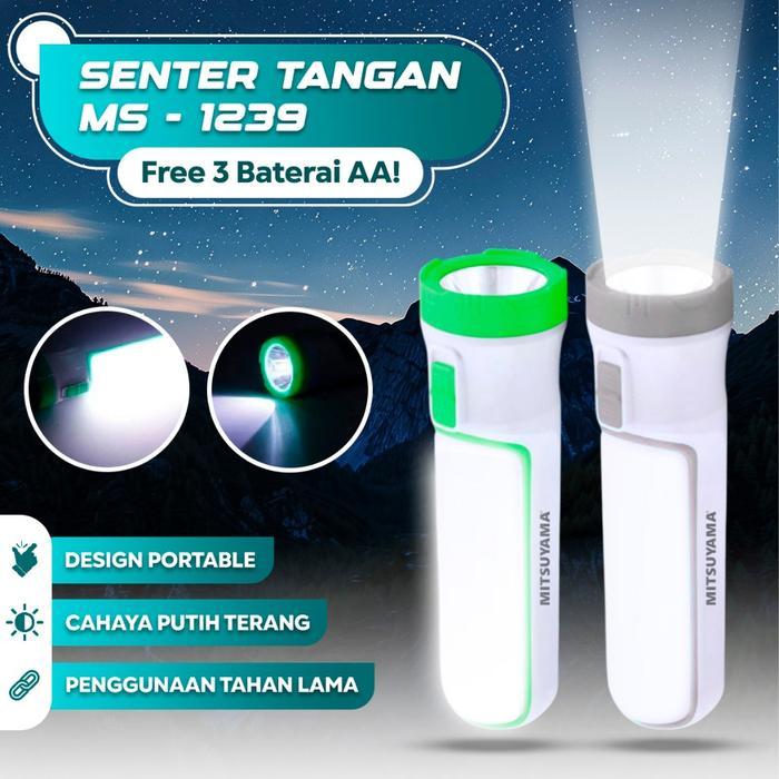 Mitsuyama Senter Genggam Baterai 2 Fungsi MS 1239 Senter Tangan Free Baterai AA Senter Portable 2 In