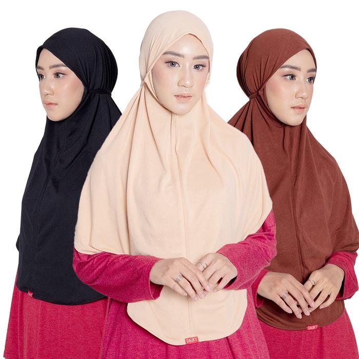 DAUKY BERGO TALI CASUAL BERGO MARYAM JUMBO HIJAB INSTAN POLOS ORIGINAL TERBARU BAHAN KAOS