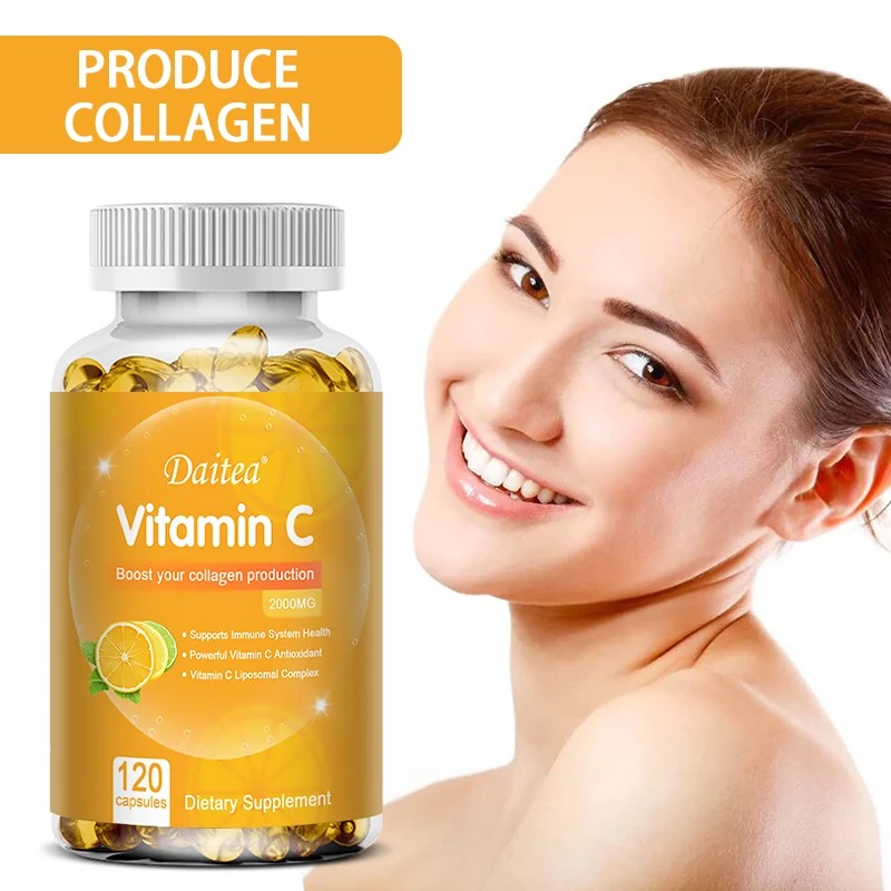 Vitamin C 2000 Mg, Promotes Collagen Production, Vitamin C Liposomal Dietary Supplement, Non-GMO and