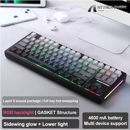 Attack Shark M87 Pro Hot-Swap Mechanical Keyboard BluetoothUSB 2.4GHzTKL RGB Type-C Tri-Mode OLED Me