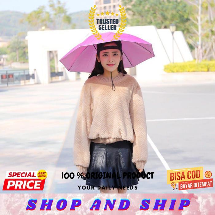 Beli 1 Gratis 1 Osaka Hat - Topi Payung Osaka Tahan Panas & Anti Air Portable Umbrella Hat Original