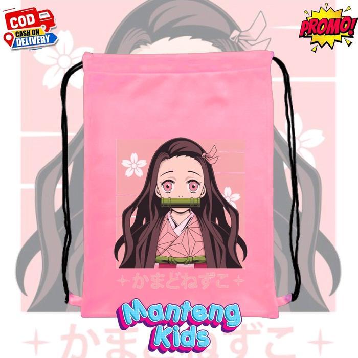 Tas Serut Nezuko Kamado Stringbag FCE gr240 - Tas Serut Nezuko Kamado Cocok untuk Sekolah, Olahraga,