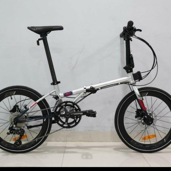 Sepeda lipat 20 inc element nicks 20sp rem oli hub jangkrik BONUS HELM - SILVER