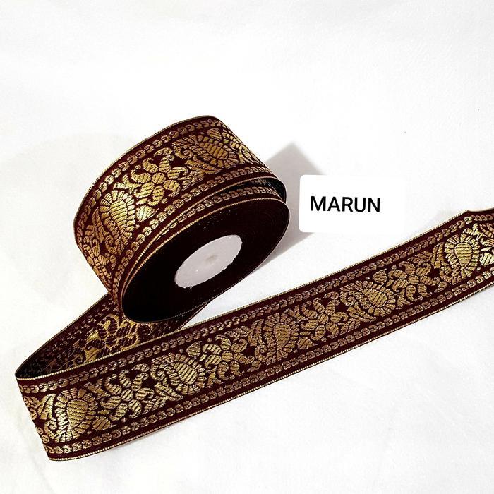 PITA RENDA MOTIF BATIK GOLD LEBAR 5CM ISI 20YARD