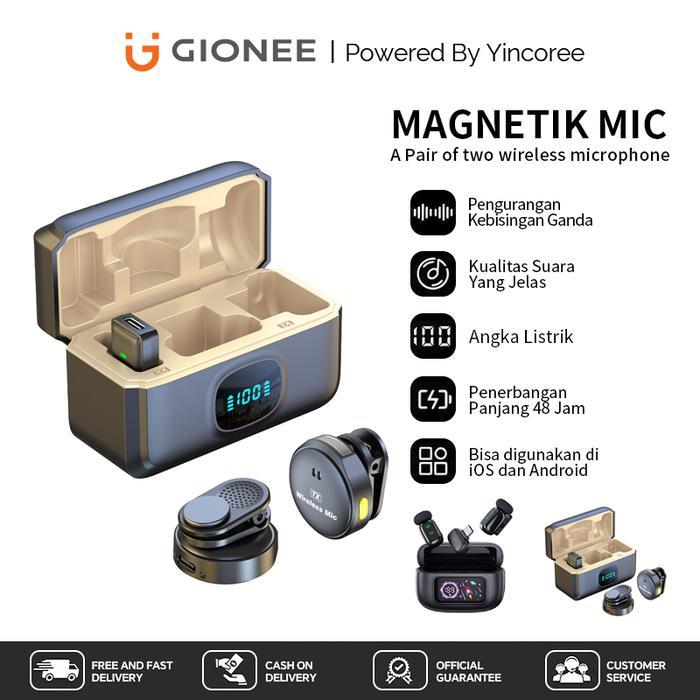 Yincoree Q8 Mikrofon Klip Nirkabel Magnetik, Mikrofon Klip Dual Channel, Plug And Play Hp, Mikrofon