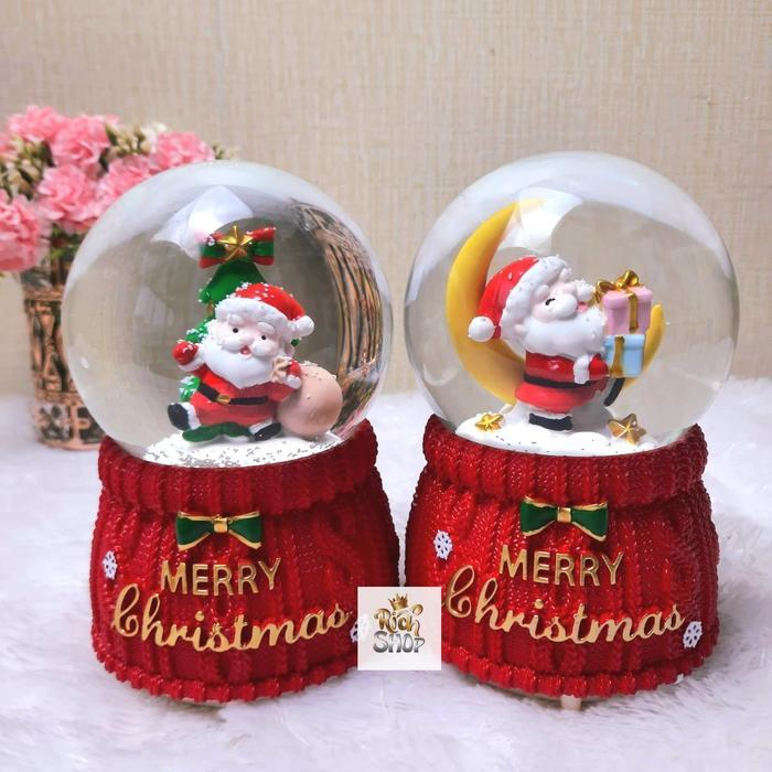 Kotak Musik Bola Kaca Kristal Salju Natal Snowglobe Snowball Christmas