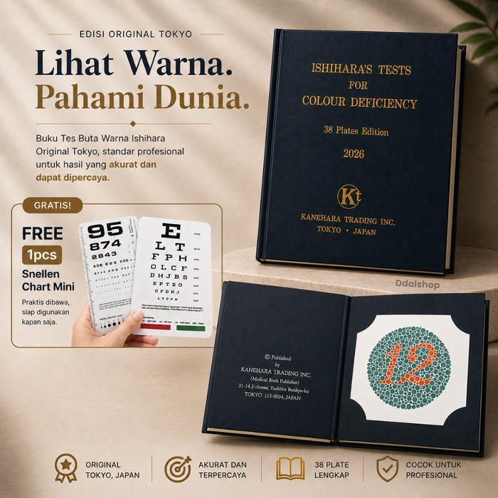 ORIGINAL Buku Tes Buta Warna Ishihara Test Isihara Tes Buta Warna 38 Plates Asli Japan Paper