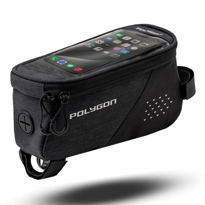 Ready Polygon Tas Sepeda Frame Mtb Polygon Top Tube Bag With Phone Display 1L Hitam Weatherproof