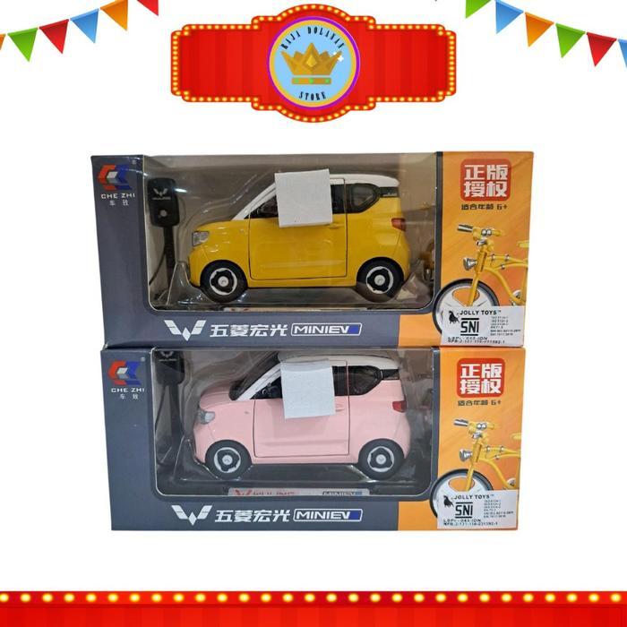 Premium Diecast Metal Car Wuling Ev Dan Sepeda Miniatur Wuling Toy Original