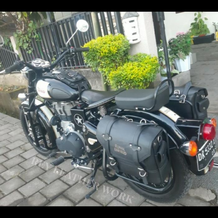 Side Bag Royal Enfield Leather Black Terbaru !!!