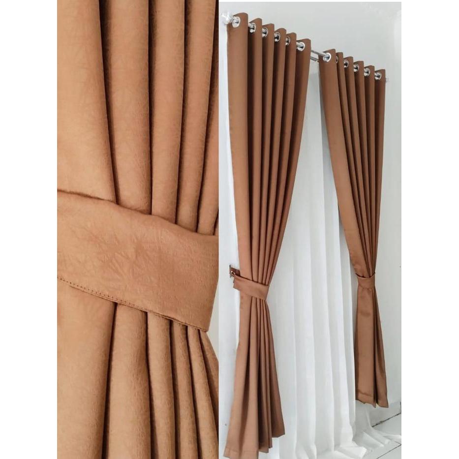 Gorden Blackout Gordeng Polos Gordyn Jendela Hordeng Pintu Minimalis Warna Ungu