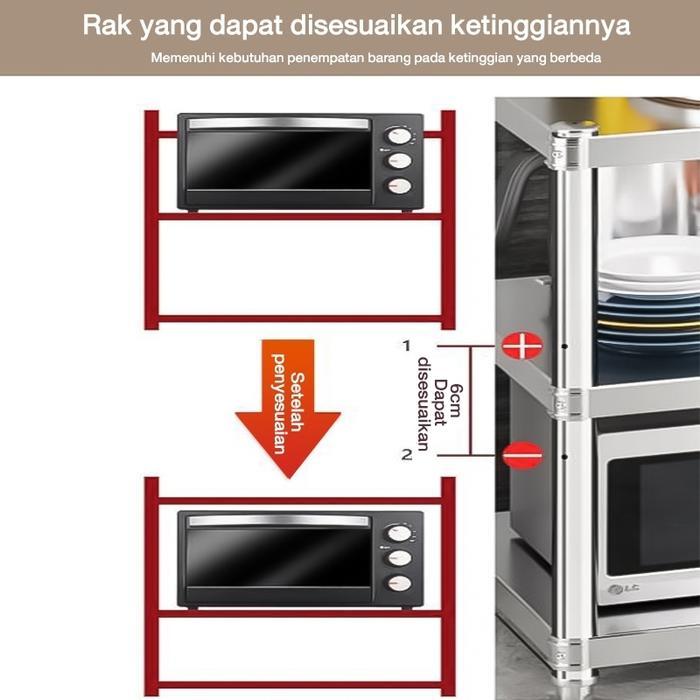 Meja Kompor Stainless Steel Rak Kompor 3 Susun Meja Kompor 2 Tungku Rak Kompor Meja Kompor Gas