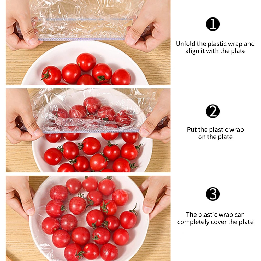 Disposable Food Cover Food Grade Home Fruit Vegetable Saran Wrap Storage Bag Elastic Plastic Wrap
