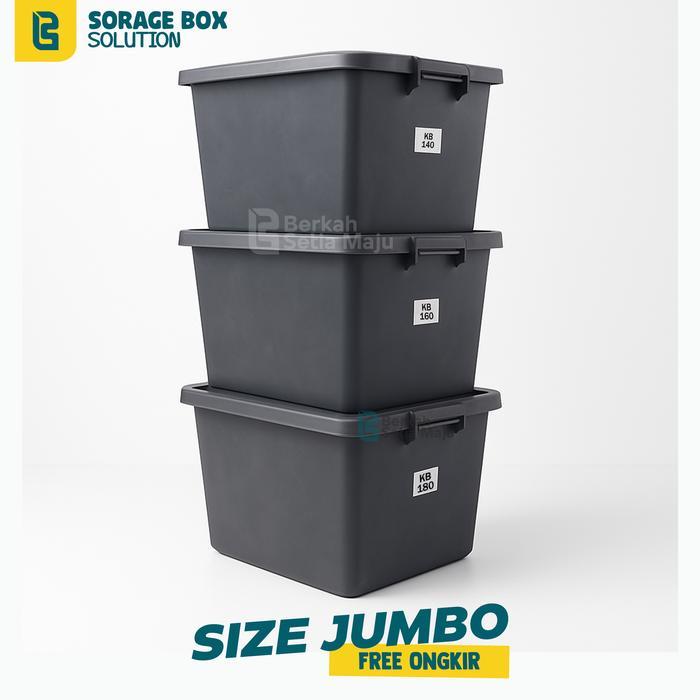 Container Box Jumbo, Box Plastik Besar, Storage Box Besar, Kotak Penyimpanan, Container Box Hitam,