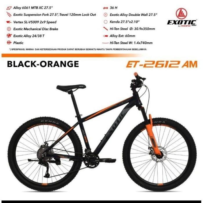 MTB 27.5 EXOTIC ALLOY 2618 AH REM OLI HIDROLIK 9SPEED - bicycle storeku