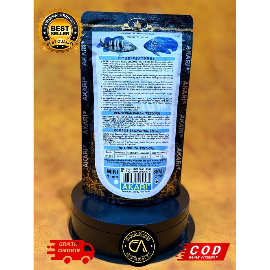 Pelet / Pakan Akari Premium Blue Louhan Pro 2Mm 100Gr