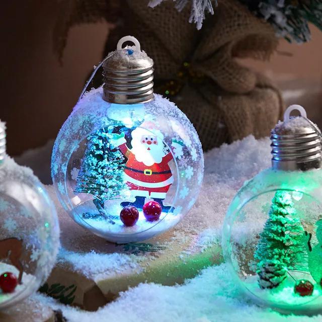Lampu Led Bola Natal 8Cm Hiasan Pohon Natal Gantungan Bola Natal