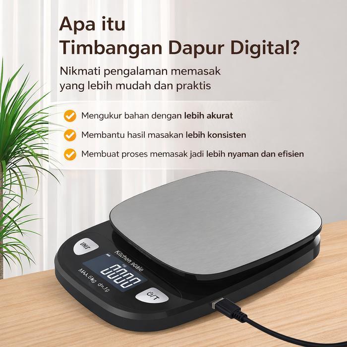 Timbangan Kue Digital Kapasitas 12 Kg Rechargeable Kitchen Scale
