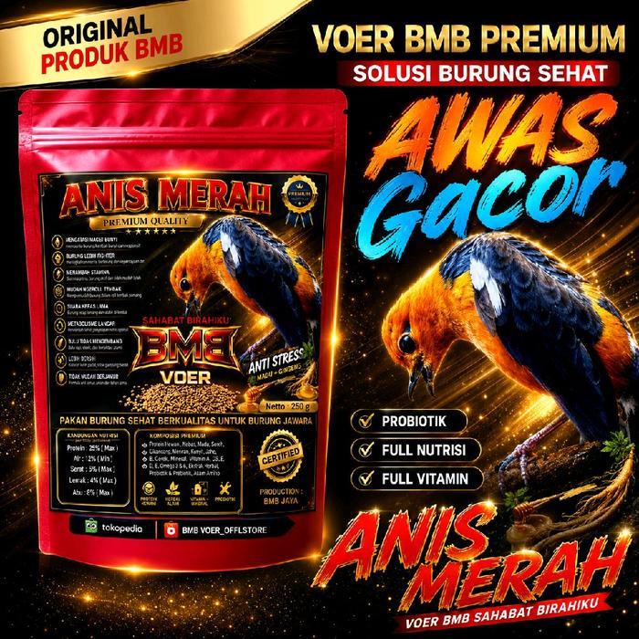 VOER/PUR BMB ANIS MERAH ANIS KEMBANG PUNGLOR Orinal Produk BMB Solusi Burung Sehat dengan Probiotik
