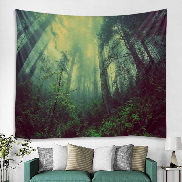Kain dinding, kain latar belakang hutan, seri dekorasi kain, kain dinding bohemian