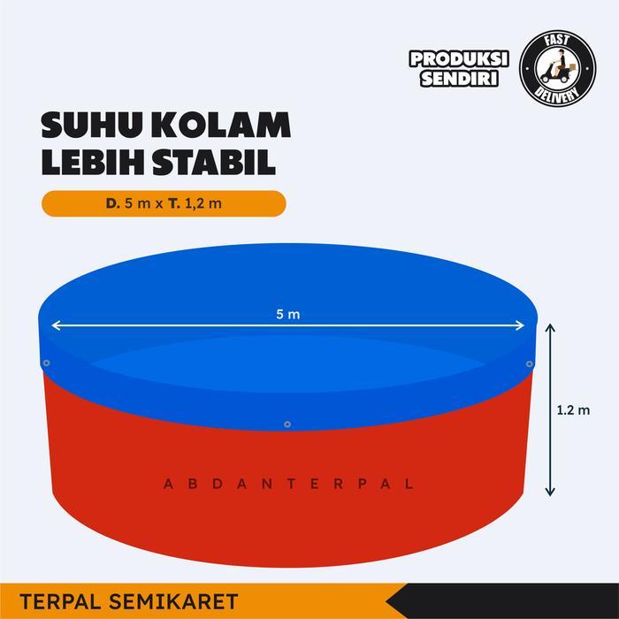 Terpal kolam ikan bulat bioflok Terpal A20 diameter 5 (terpal saja)