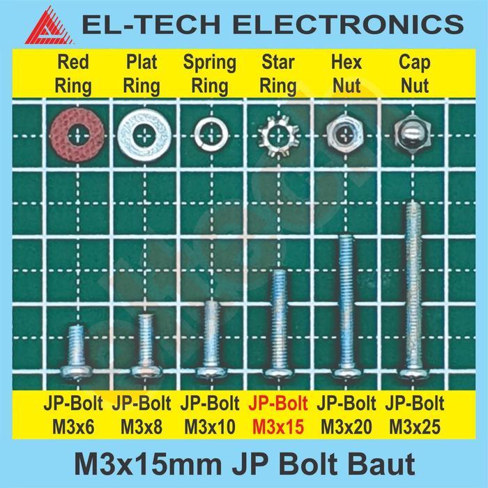 100pcs M3 Bolt Baut JP 3x15mm 15mm 15 mm 1.5cm 1.5 cm