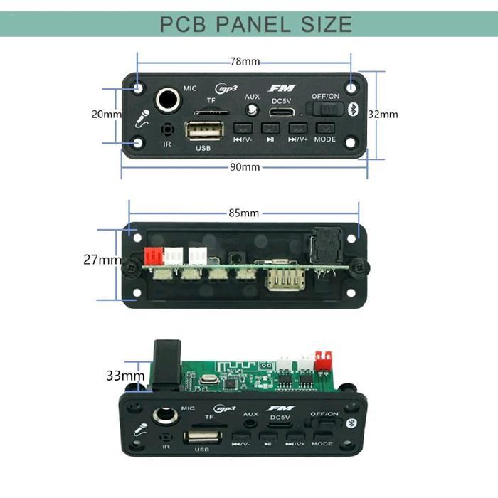 2x5W Modul Mp3 Player Stereo Amplifier DC 3.7V - 5V Bluetooth Mic Karaoke