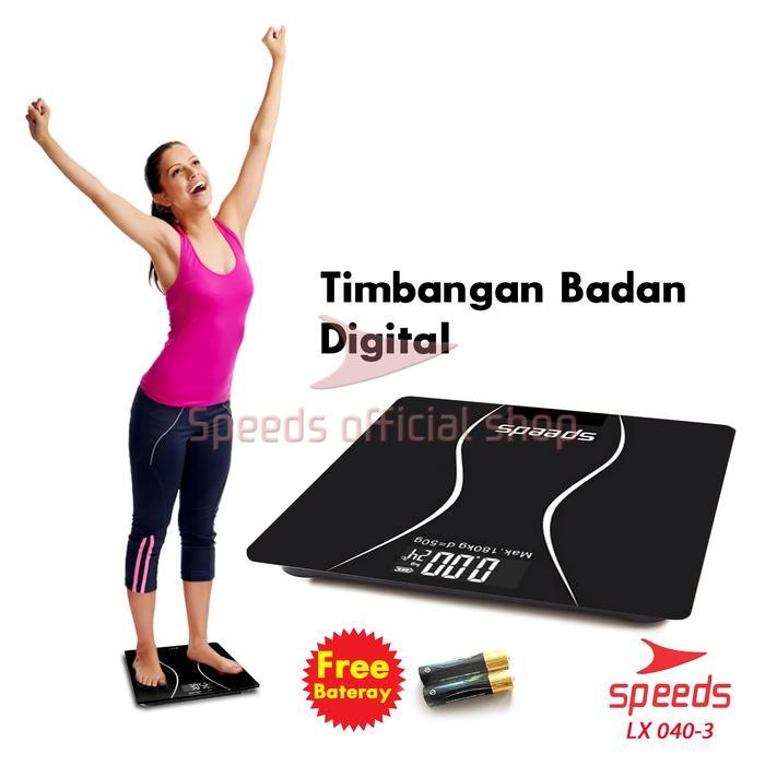 Speeds Timbangan Berat Badan Digital Scale 30X30Cm 180Kg Timbangan Berat 040-3