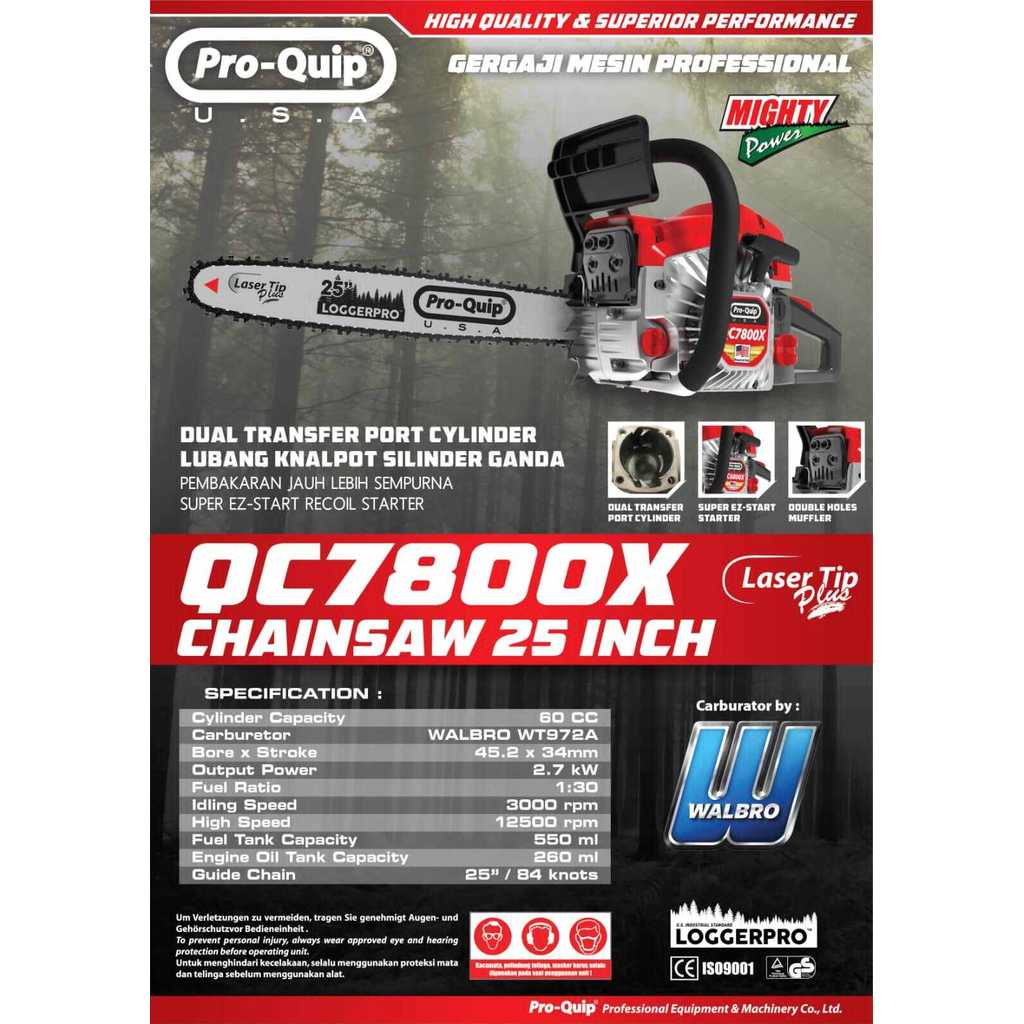 Gergaji mesin senso pro quip bar 25inch / senso pro quip QC7800X BAR PANJANG 25INCH