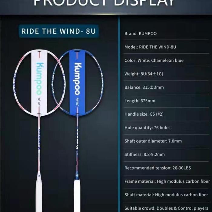 Raket Badminton Kumpoo Ride The Wind Japan 8U Super Light