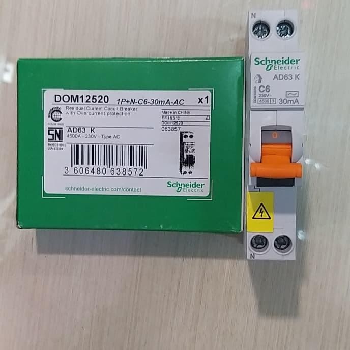 RCBO 6A Slim 1P+N-C6A-30mA Schneider