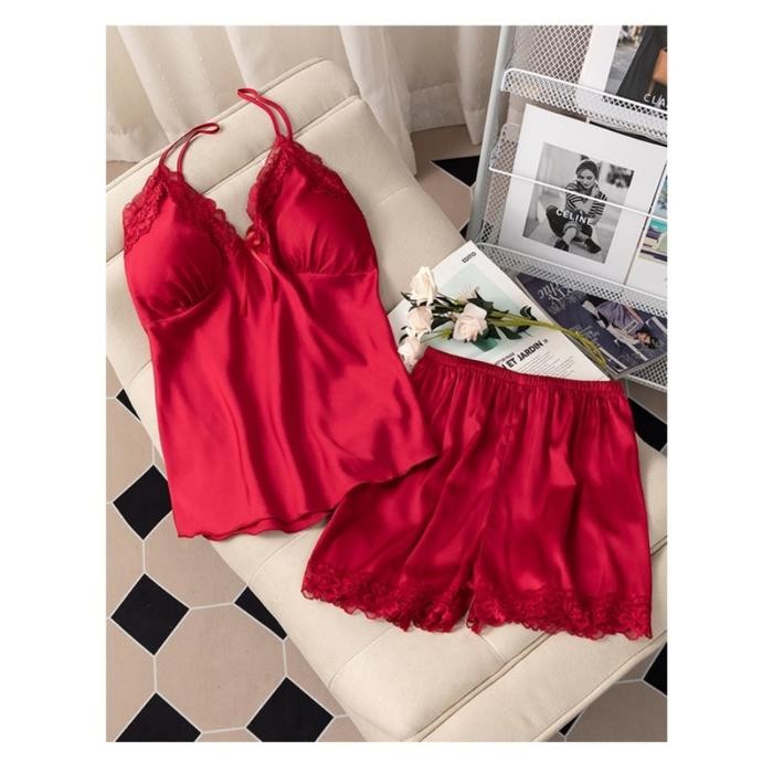 Berkualitas Lingerie Satin Setelan Celana Pendek Terlariss 