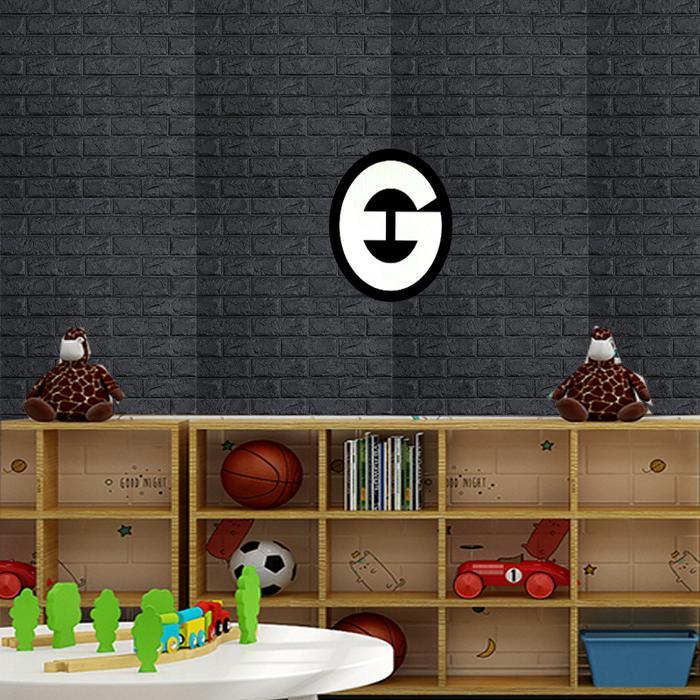 (COD) EG Wallpaper Foam Bata Warna Hitam Premium 3mm Tekstur 3D Nyata Bahan Anti Air Kedap Suara