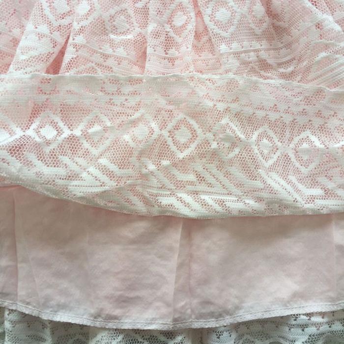 Gaun Brokat Anak Impor Oren Putih Lengan Panjang 1-5Th Pesta Renda Bunga Polos