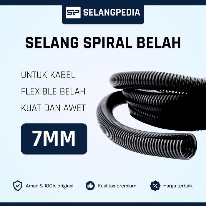 Selang Spiral Belah 7 mm 1/4 inch Corrugated Flexible PVC Split Tubing Untuk Kabel Listrik Pipa