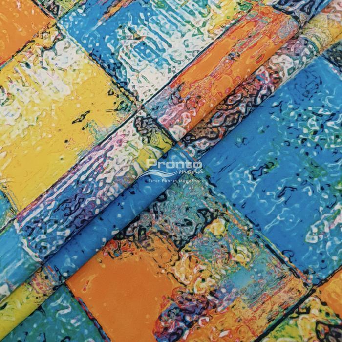 BERKUALITAS Silky Stretch Soft Bright Color Windowpane Pattern (Alta Moda)*