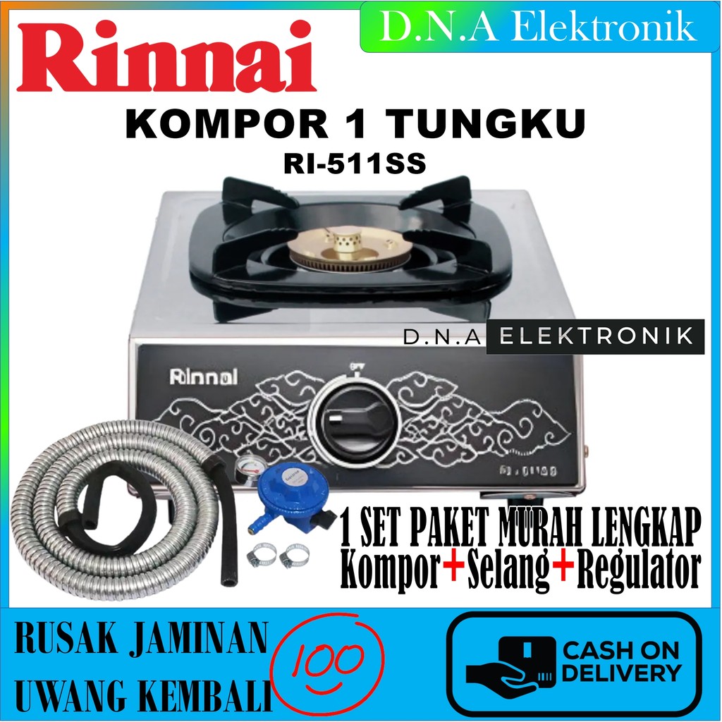 KOMPOR GAS RINNAI 1 TUNGKU RI 511 SS / KOMPOR RINNAI 1 TUNGKU / KOMPOR RINAI 1 TUNGKU / KOMPOR 1 TUN