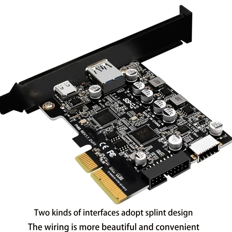 PCIE 3.0 To USB 3.2 Gen2 Type-C 10Gbps Data Transfer Quick Charge USB-C Controller PCI-E Type E