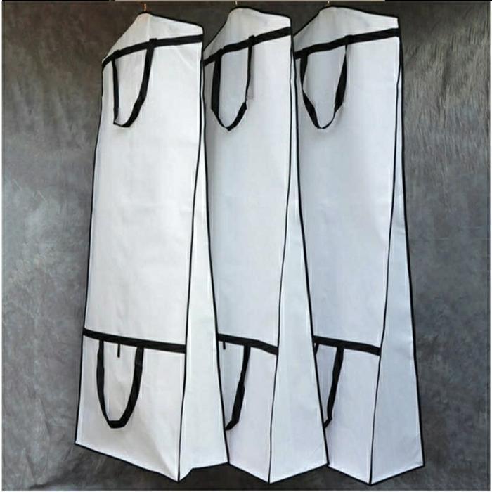 Cover tas pelindung gaun wedding / sarung gaun baju pesta warna Putih