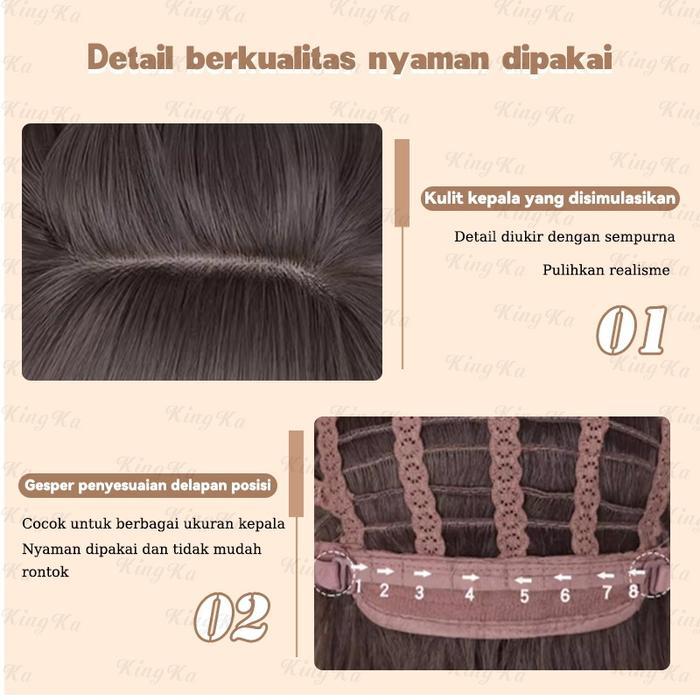 Wig Wanita Full Wig Rambut Wanita Kepala Rambut Palsu Wanita Korea Full Wig Korea Rambut Palsu Satu