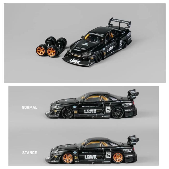 Cm64-Er34-11 - Cm Model 1/64 Nissan Lbwk Er34 Skyline R34 #5 Chrome Black Diecast