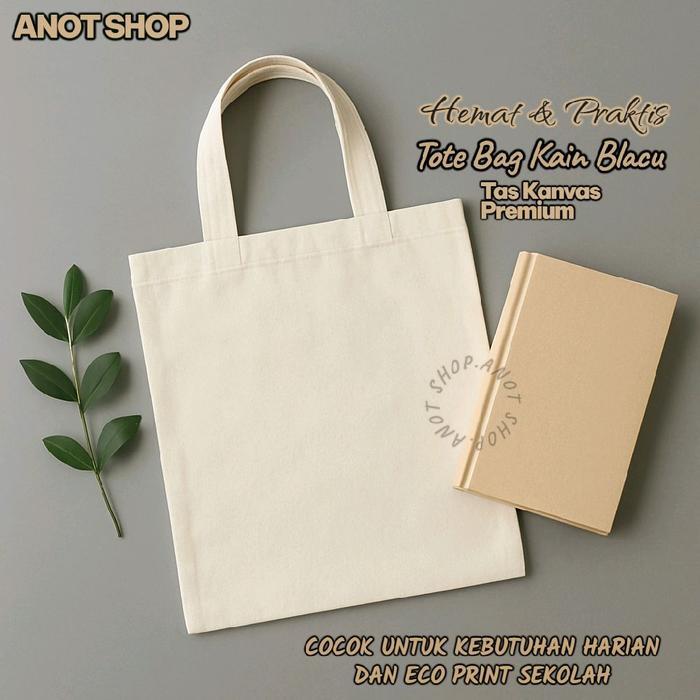 Tas Tote Bag Kanvas Blacu Polos Eco Print Wanita