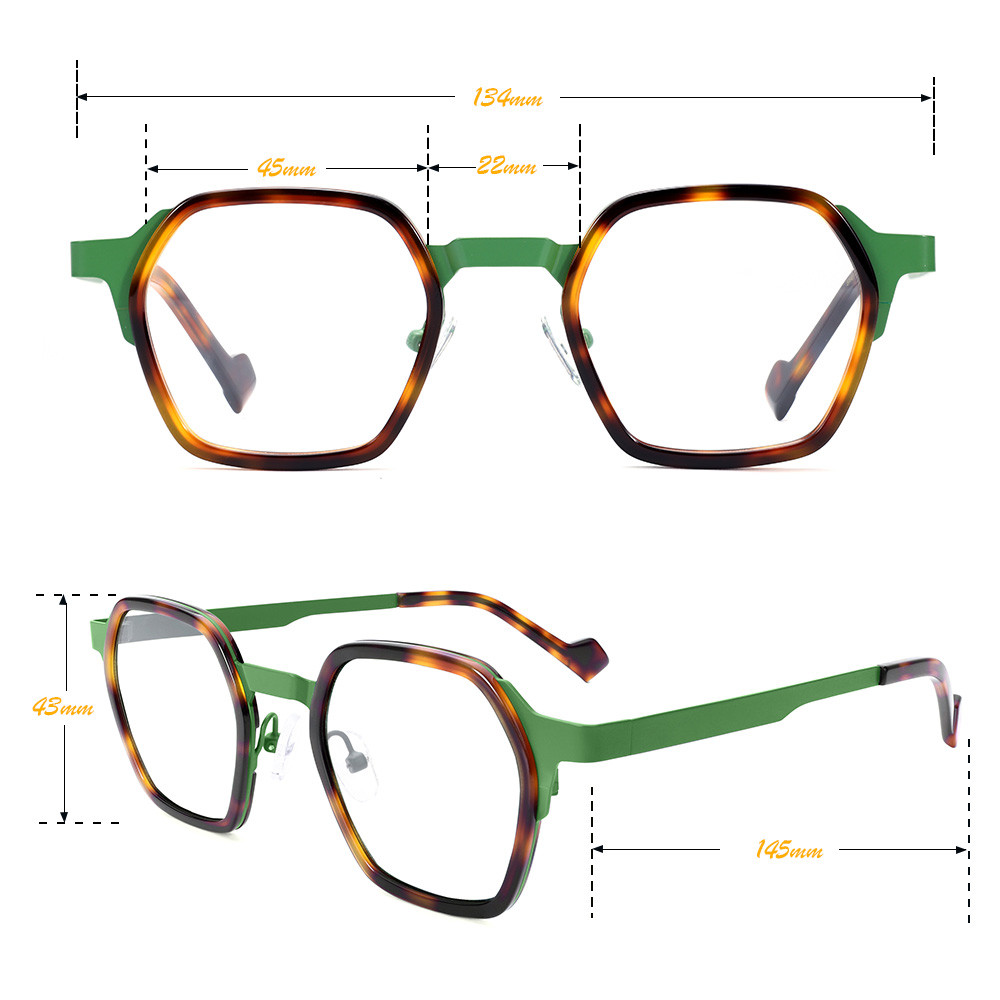 VZONE Mixed Acetate Metal Glasses Frames Blue Light Blocking Prescription Ready Anti Fatigue