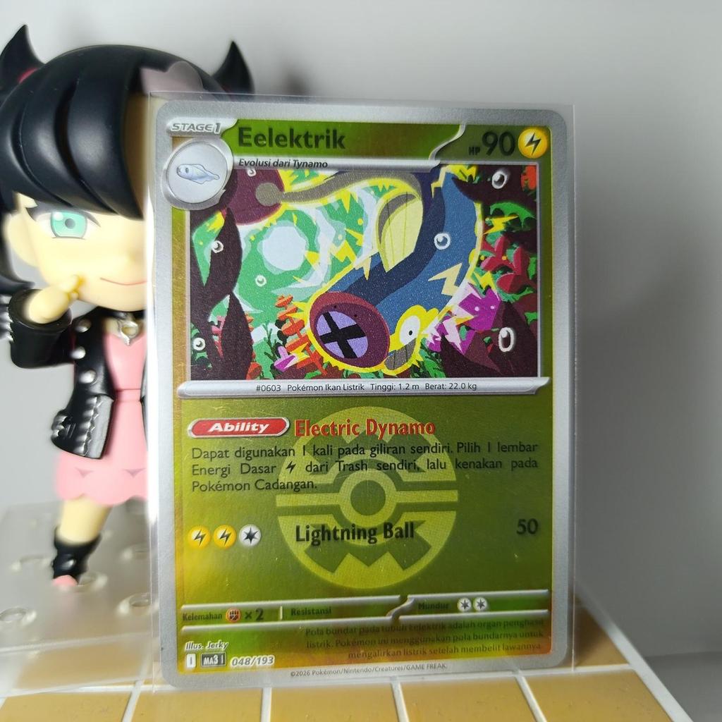 ORI Kartu Pokemon Eelektrik Electric Dynamo Quick Ball Pattern Poke Holo Foil Indo I MA3 048 / 193 B